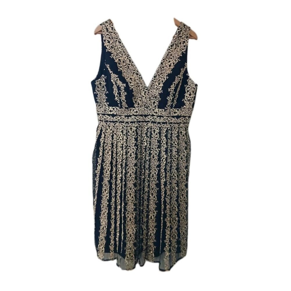 New Marchesa Notte Filigree Embroidered Tulle Dress